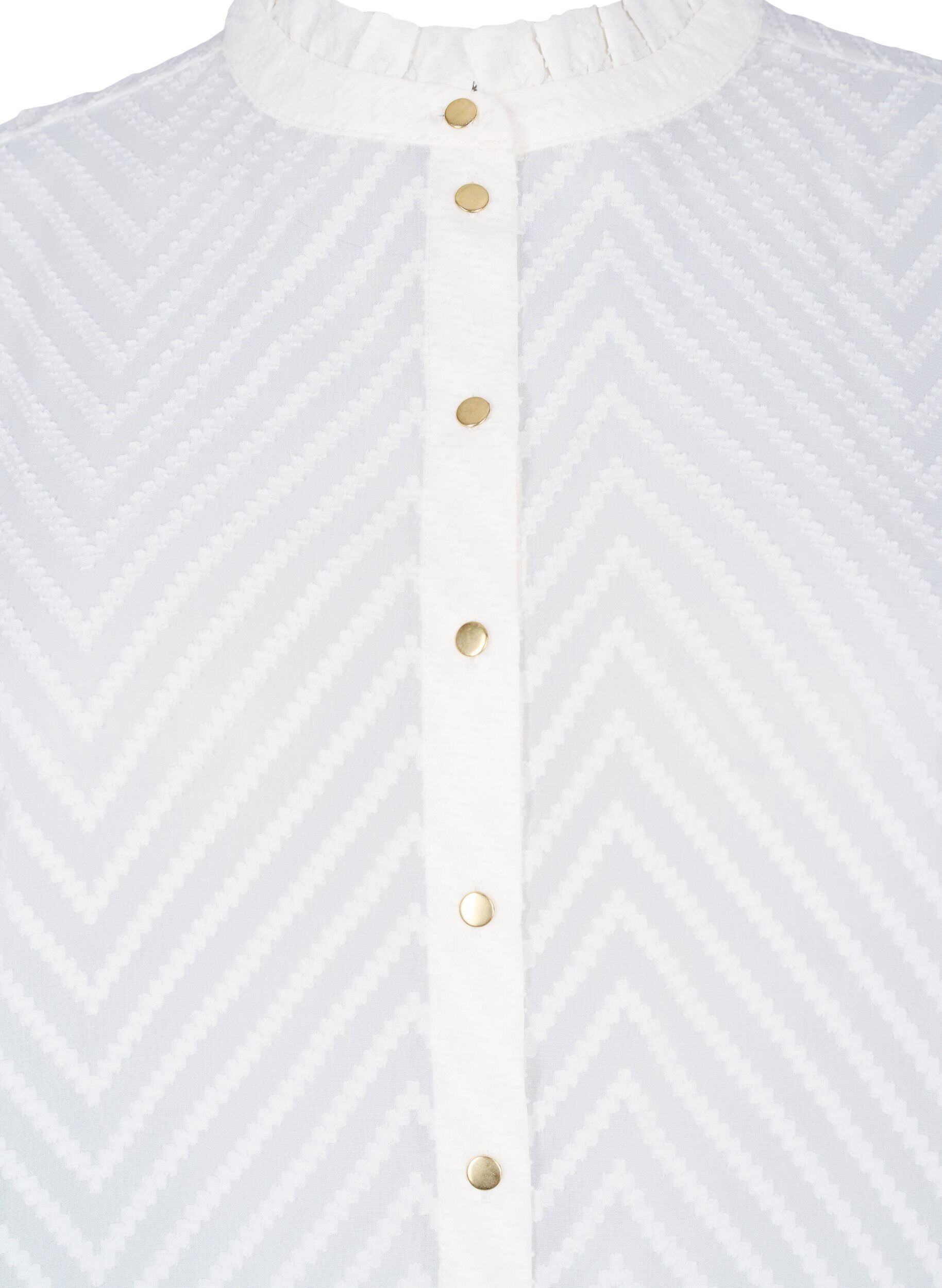 Zizzi Hemdbluse mit R&uuml;schen und gemusterter Struktur, Snow White, Packshot image number 2