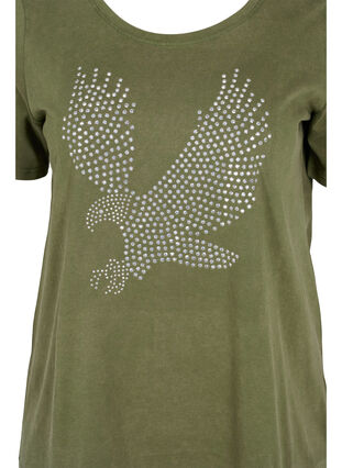 Acid Wash T-Shirt aus Baumwolle mit Ziersteinen, Ivy Green Wash, Packshot image number 2
