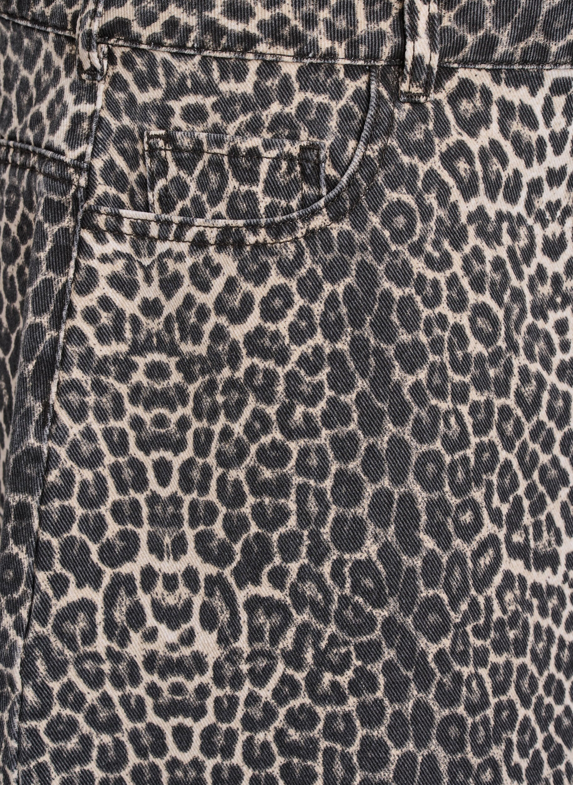 ZizziKurzer Jeansrock mit Leo-Print und A-Linie, Leopard, Packshot image number 3