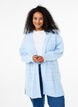 Lange Strickjacke aus Strick mit Lochmuster, Cashmere Blue Mel., Model image number 0