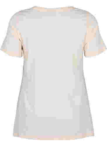 T-Shirt aus Baumwolle mit Textdruck, Buttercream HAPPY, Packshot image number 1