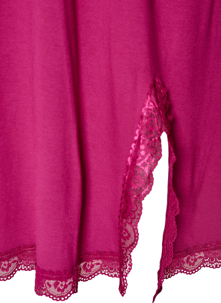Nachthemd aus Viskose mit Spitze und Schlitzen, Rot, Packshot image number 3