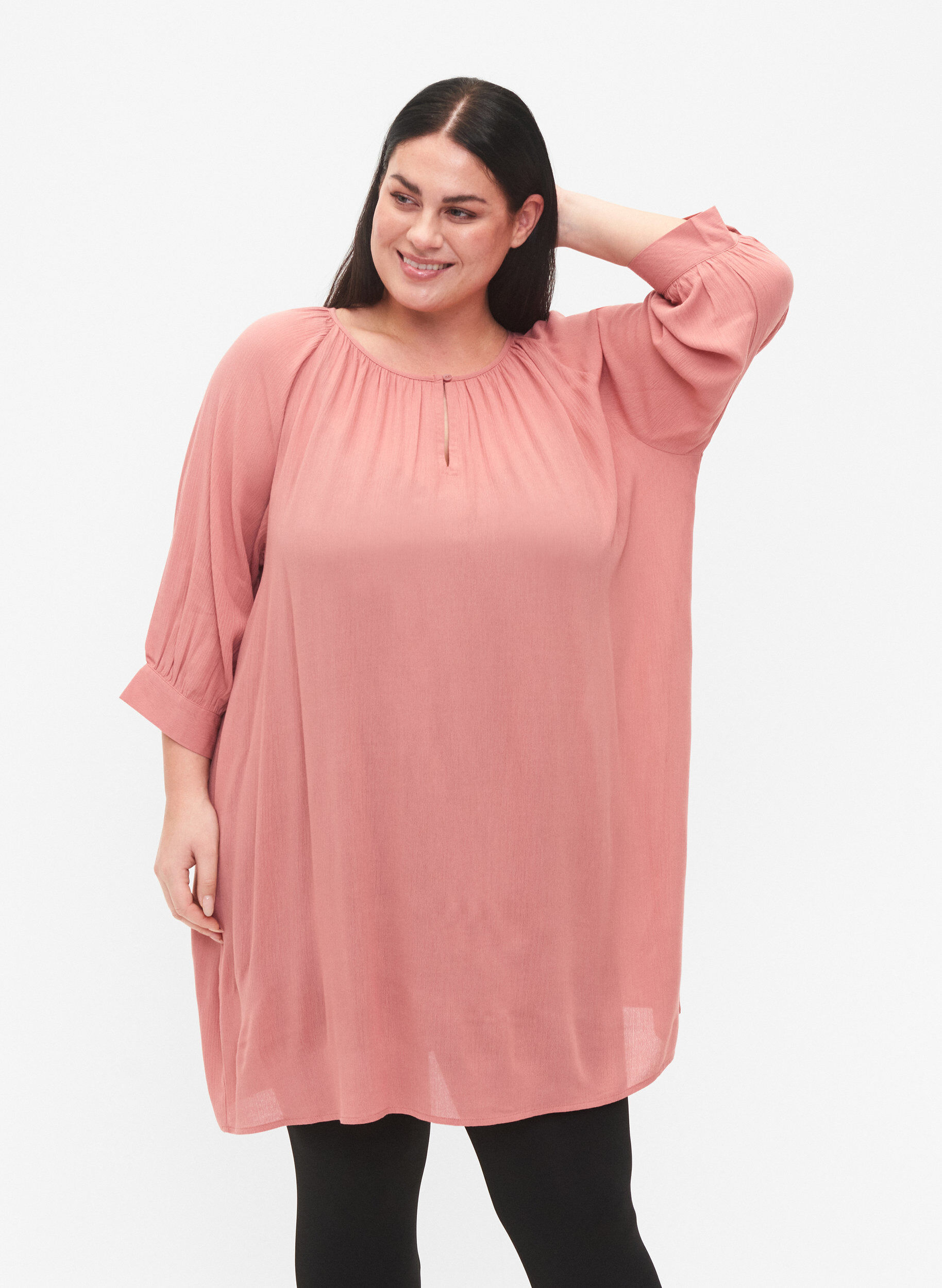 ZizziViskosetunika mit 3/4-&Auml;rmeln, Rot, Model image number 0