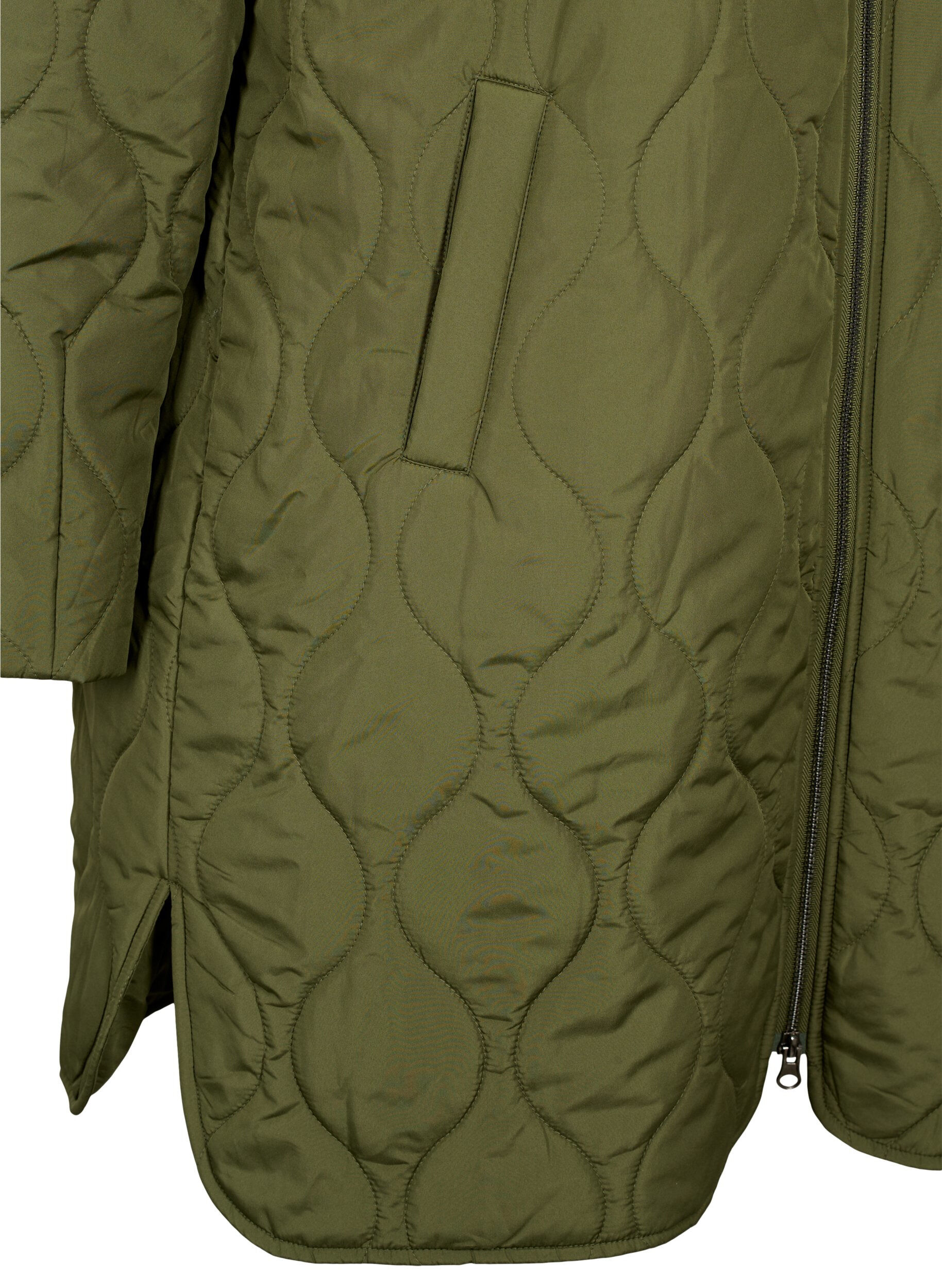 ZizziLange gef&uuml;tterte Jacke mit Taschen und Rei&szlig;verschluss, Winter Moss, Packshot image number 3