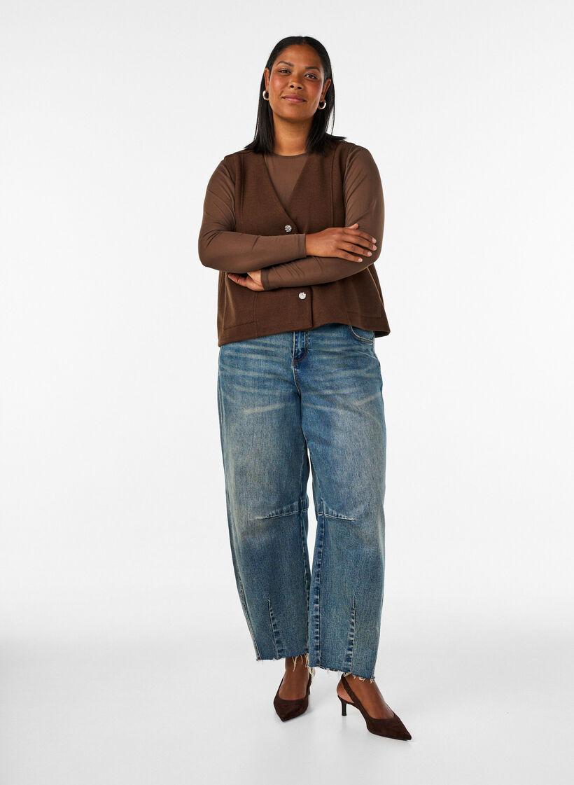 Meshbluse mit langen &Auml;rmeln, Braun, Model image number 1