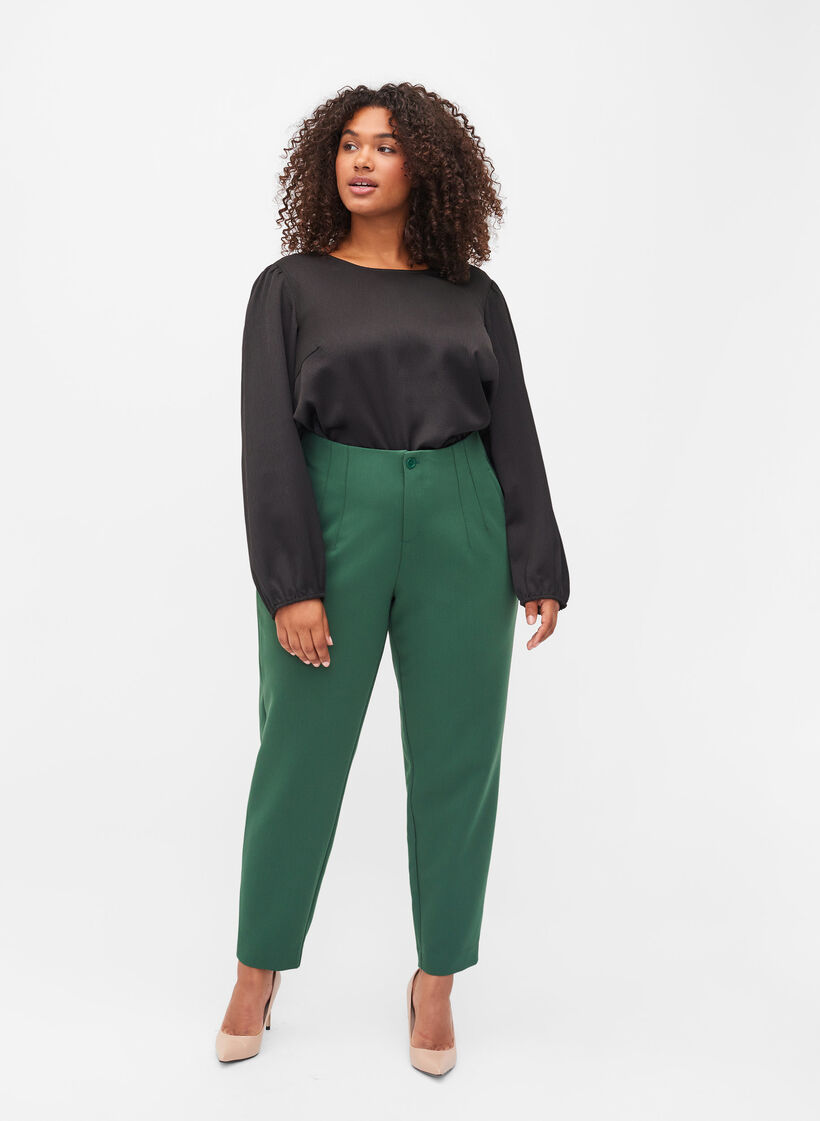 Langärmelige Bluse mit Rundhalsausschnitt, Black, Model image number 3