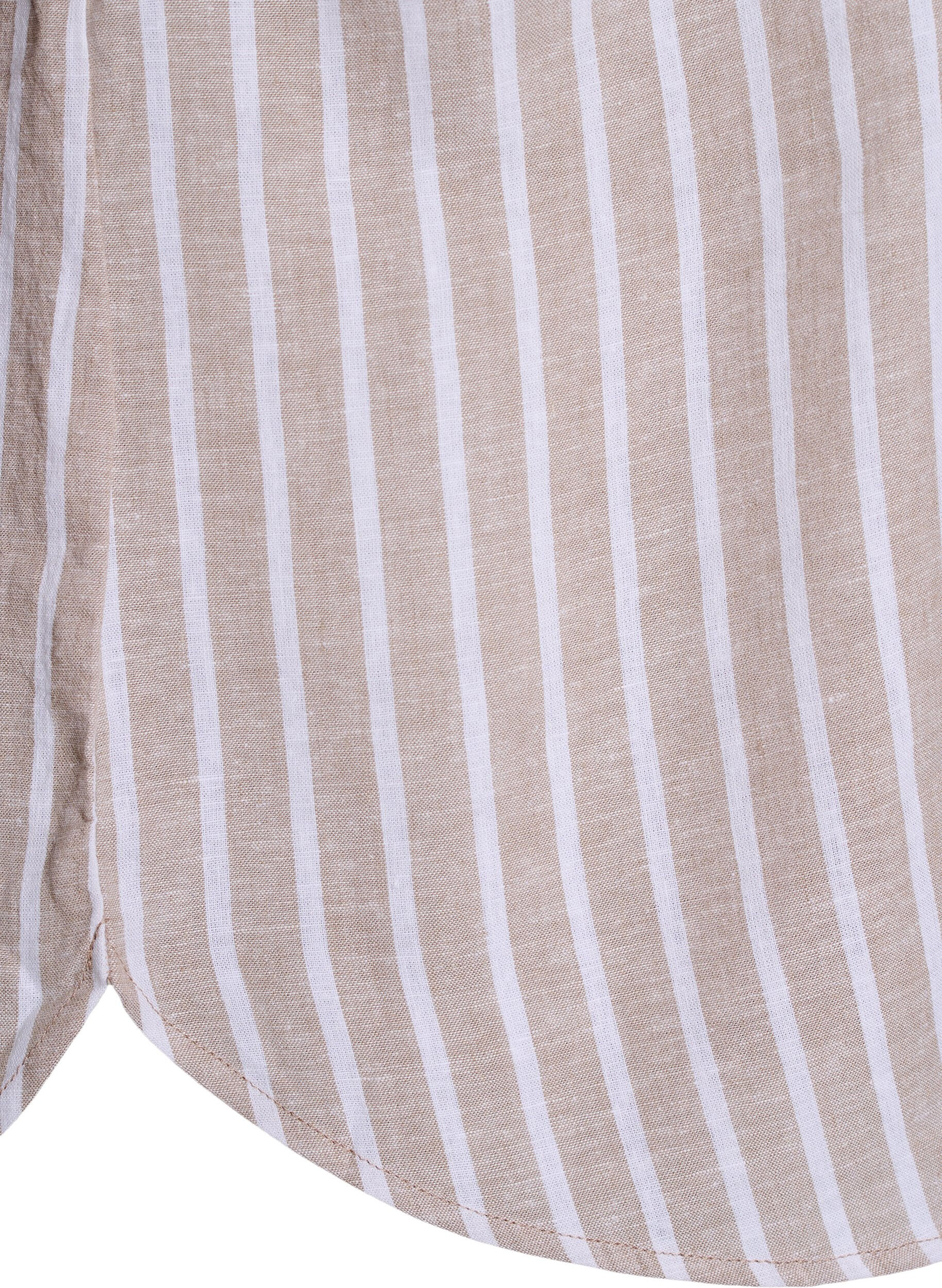 ZizziBluse aus Leinen und Viskose mit 3/4-&Auml;rmeln, Beige, Packshot image number 3