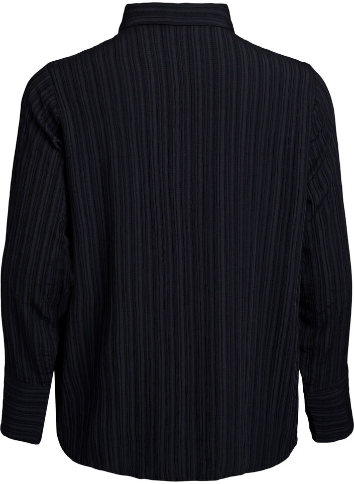 FLASH - Bluse mit Textur, Schwarz, Packshot image number 1