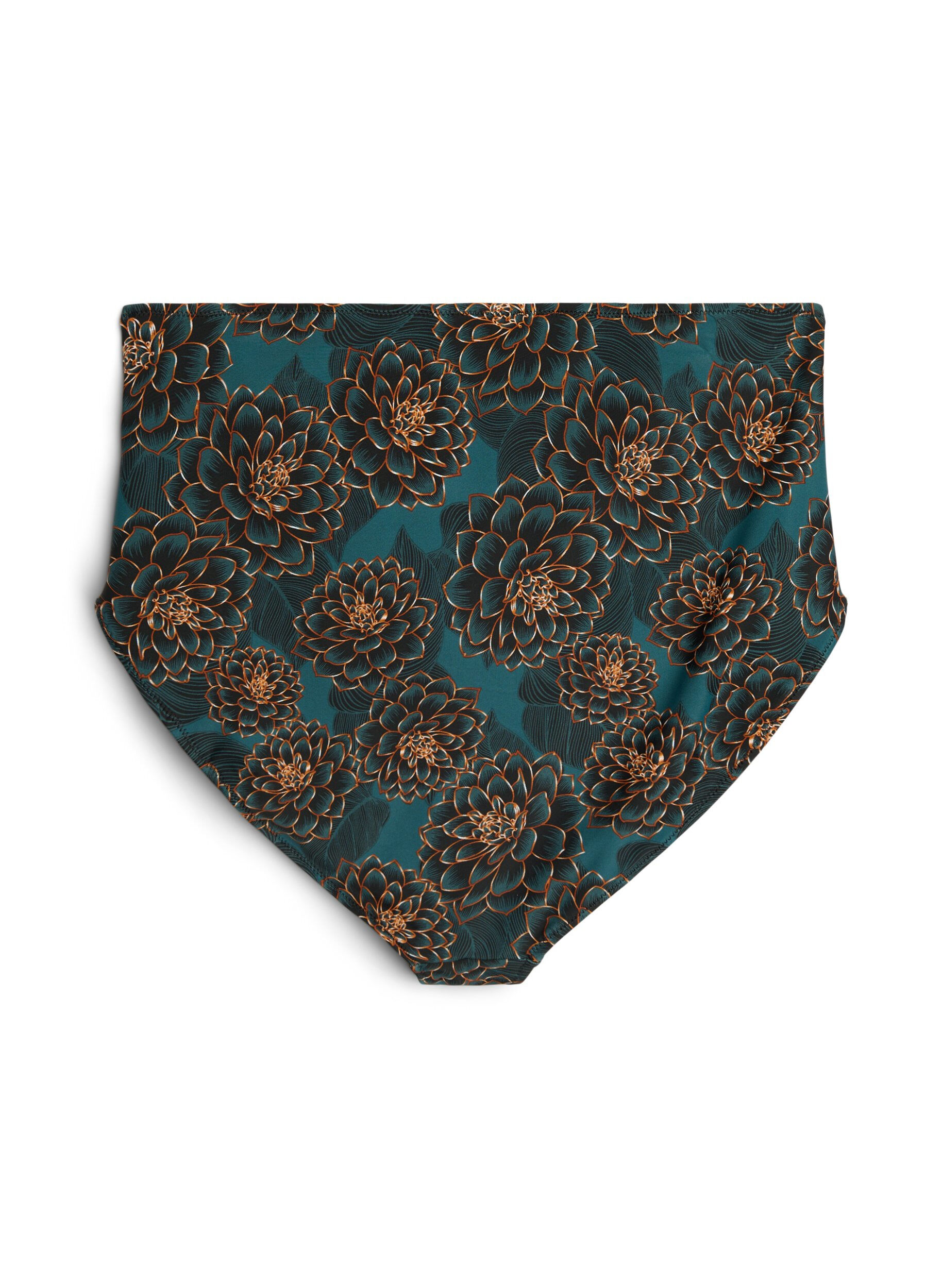 ZizziBikini-Slip mit Print und hoher Taille, Petrol, Packshot image number 1