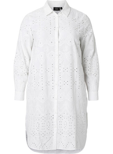 Hemdkleid mit Anglaise-Stickerei, Bright White, Packshot image number 0