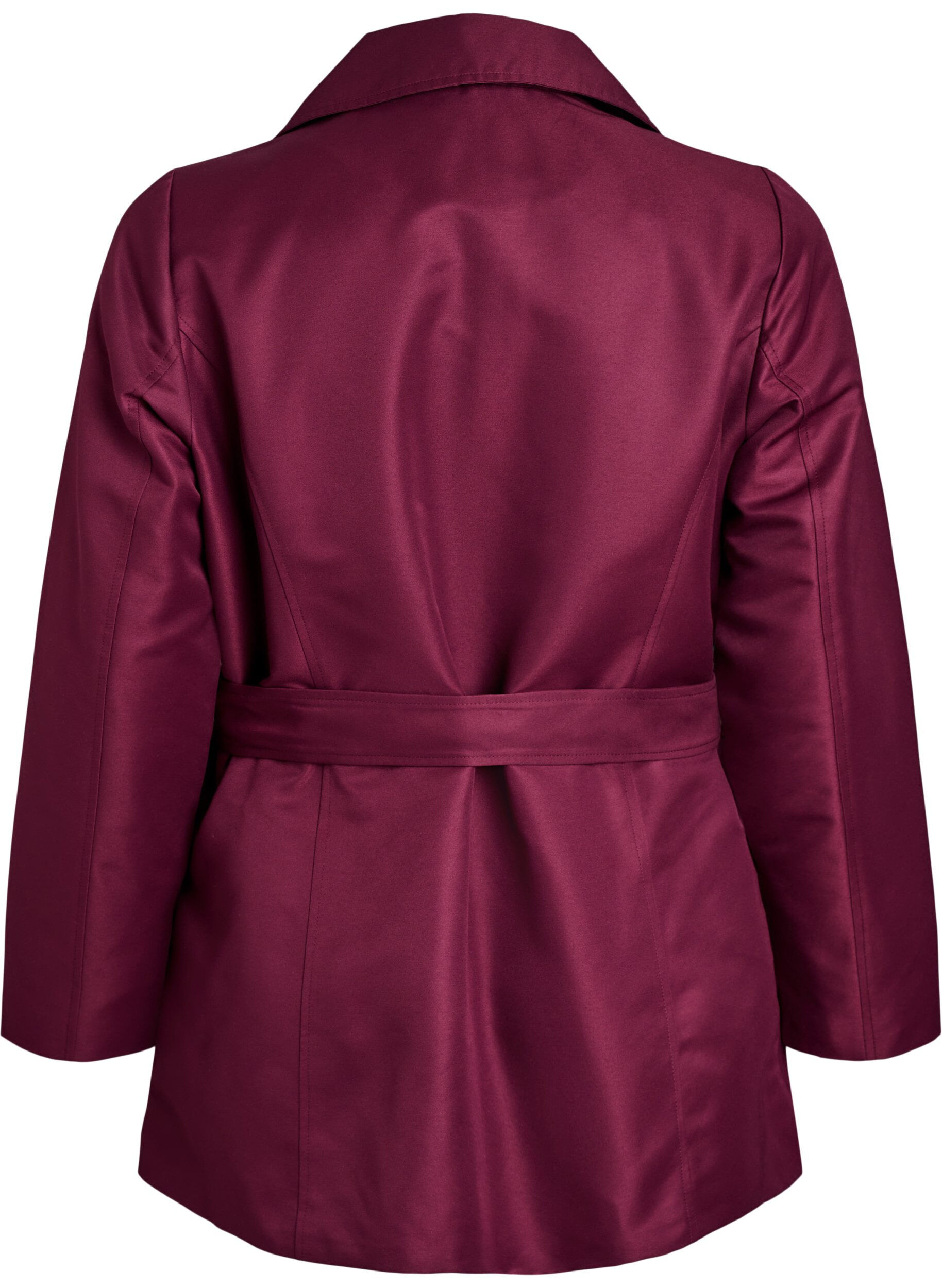 ZizziKurzer Trenchcoat mit G&uuml;rtel, Dunkles Bordeaux, Packshot image number 1