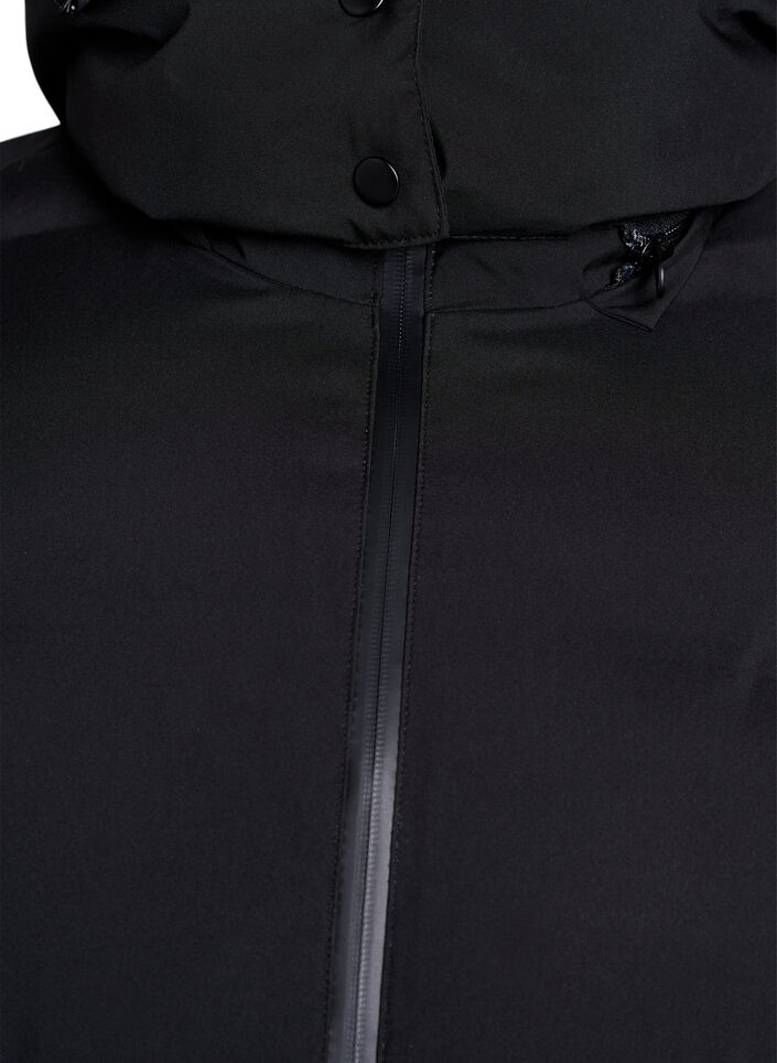 Kurze Steppjacke mit abnehmbarer Kapuze, Schwarz, Packshot image number 2