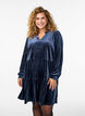 Kurzes Kleid aus Velours mit Rüschenkragen und langen Ärmeln, Blau, Model image number 0