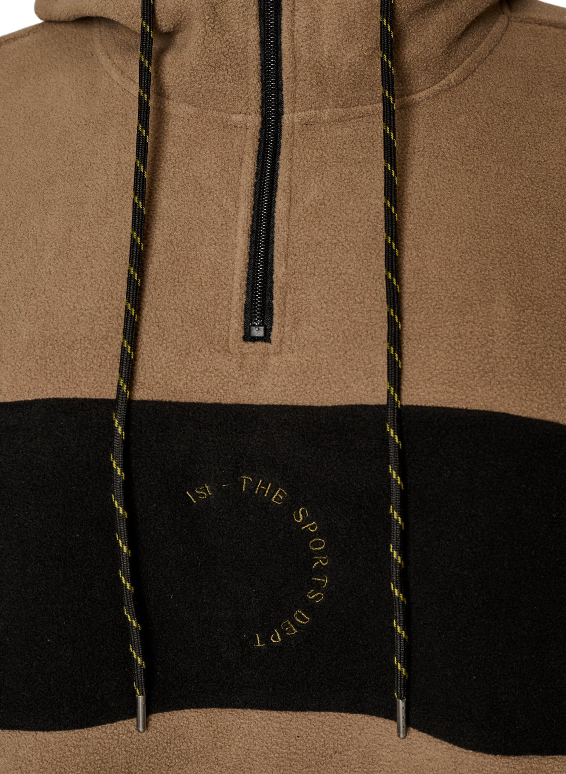 ZizziAnorak aus Fleece mit Kapuze und Kontrasteinsatz, Braun, Packshot image number 2