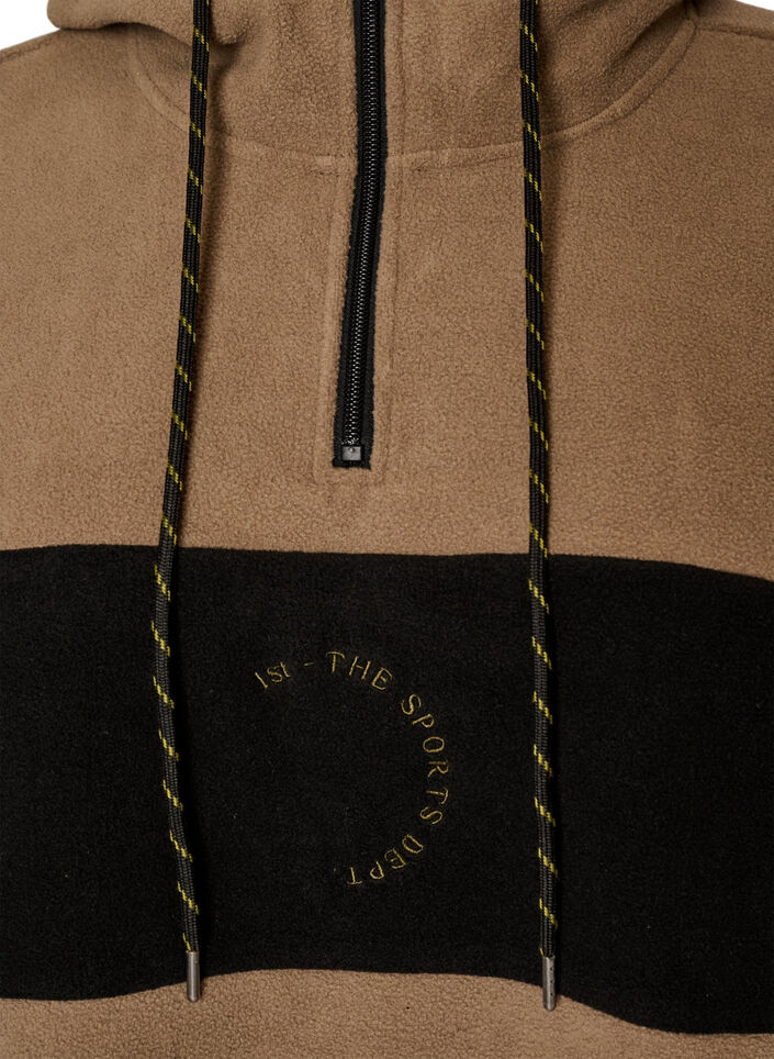 Anorak aus Fleece mit Kapuze und Kontrasteinsatz, Braun, Packshot image number 2