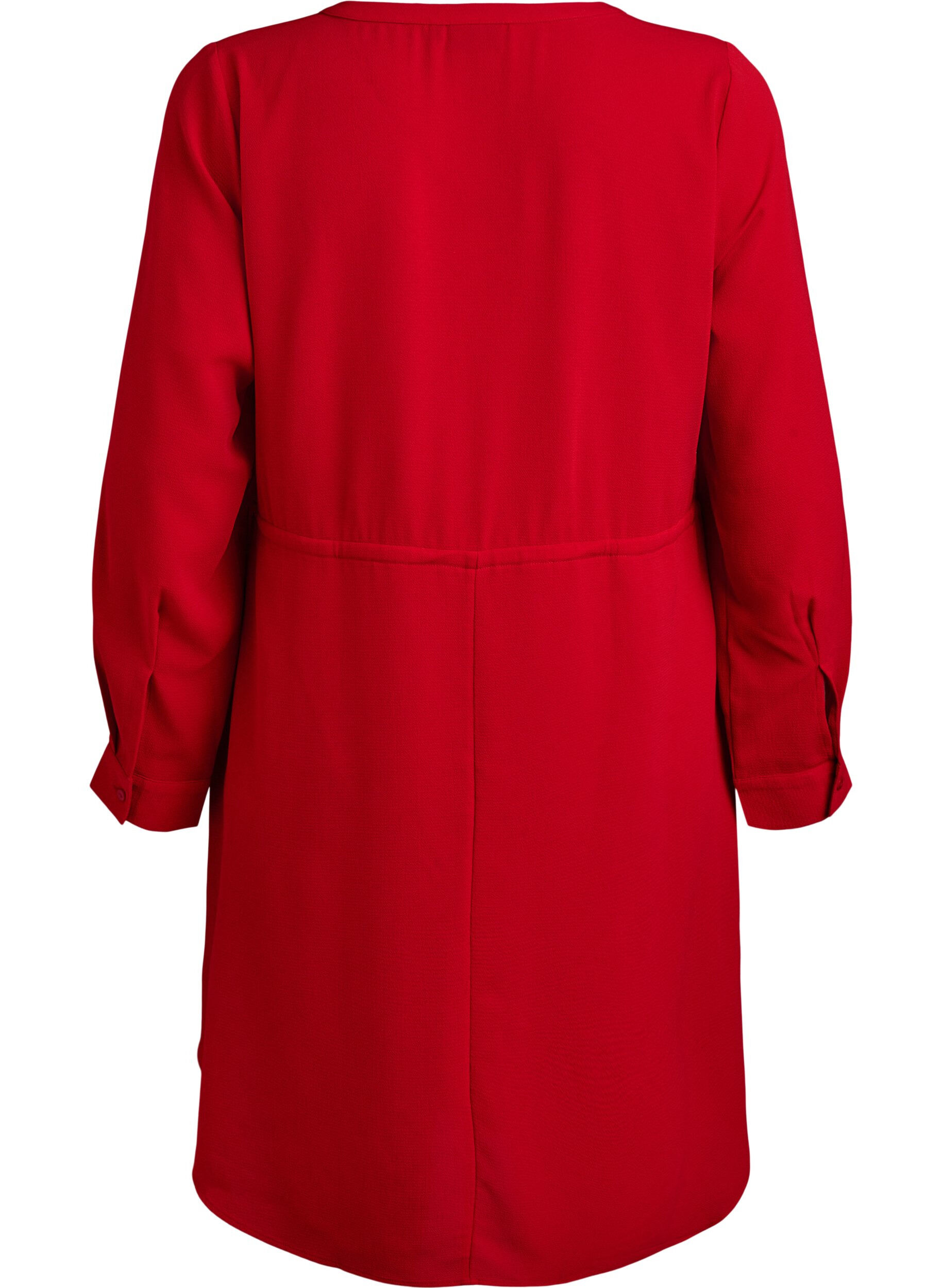 ZizziKnielanges Kleid mit Bindeg&uuml;rtel, Rot, Packshot image number 1