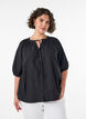 Hemdbluse mit Knopfleiste und Bindeg&uuml;rtel, Schwarz, Model image number 0