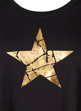 Kurzarm T-Shirt aus Baumwolle mit A-Linie, Black STAR, Packshot image number 2