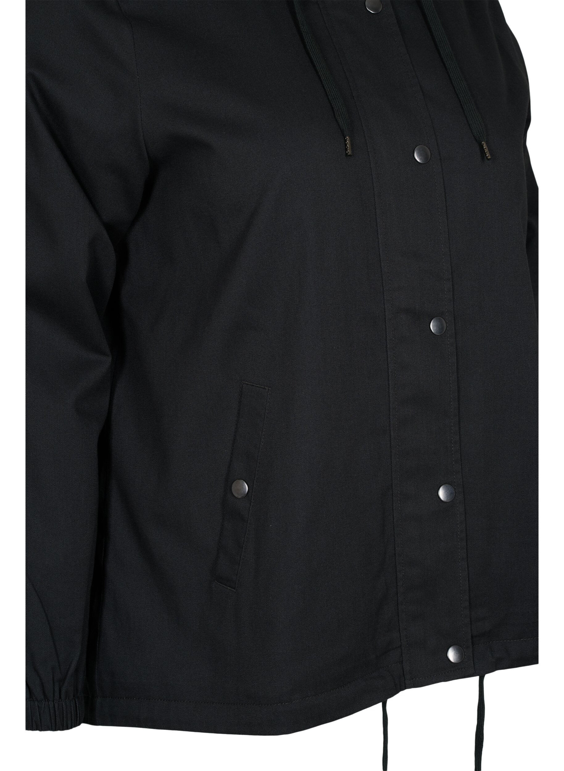 ZizziKurze Parkajacke mit Kapuze und Kordelzug, Black, Packshot image number 3