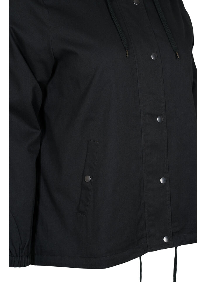 Kurze Parkajacke mit Kapuze und Kordelzug, Black, Packshot image number 3