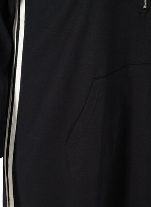 Langes Sweatkleid mit Kapuze und Tasche, Black, Packshot image number 3