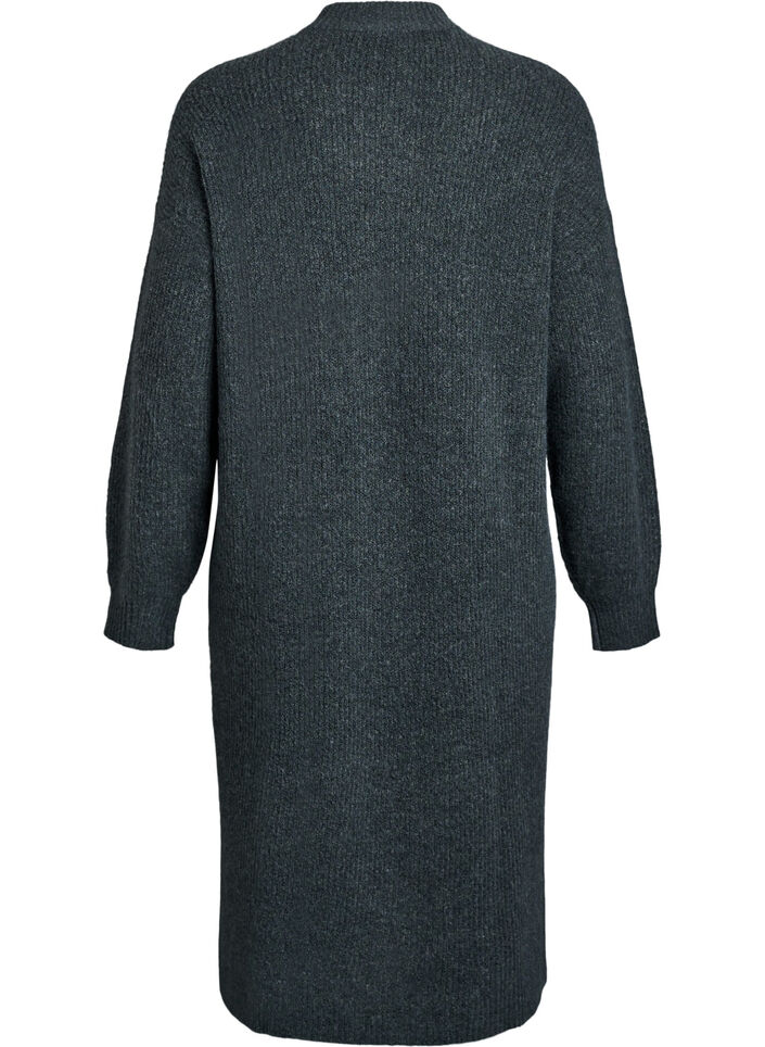 Langes Strickkleid mit hohem Kragen, Grün, Packshot image number 1