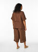 Culotte-Hose aus Baumwollmusselin mit hohem Bund, Braun, Model image number 1