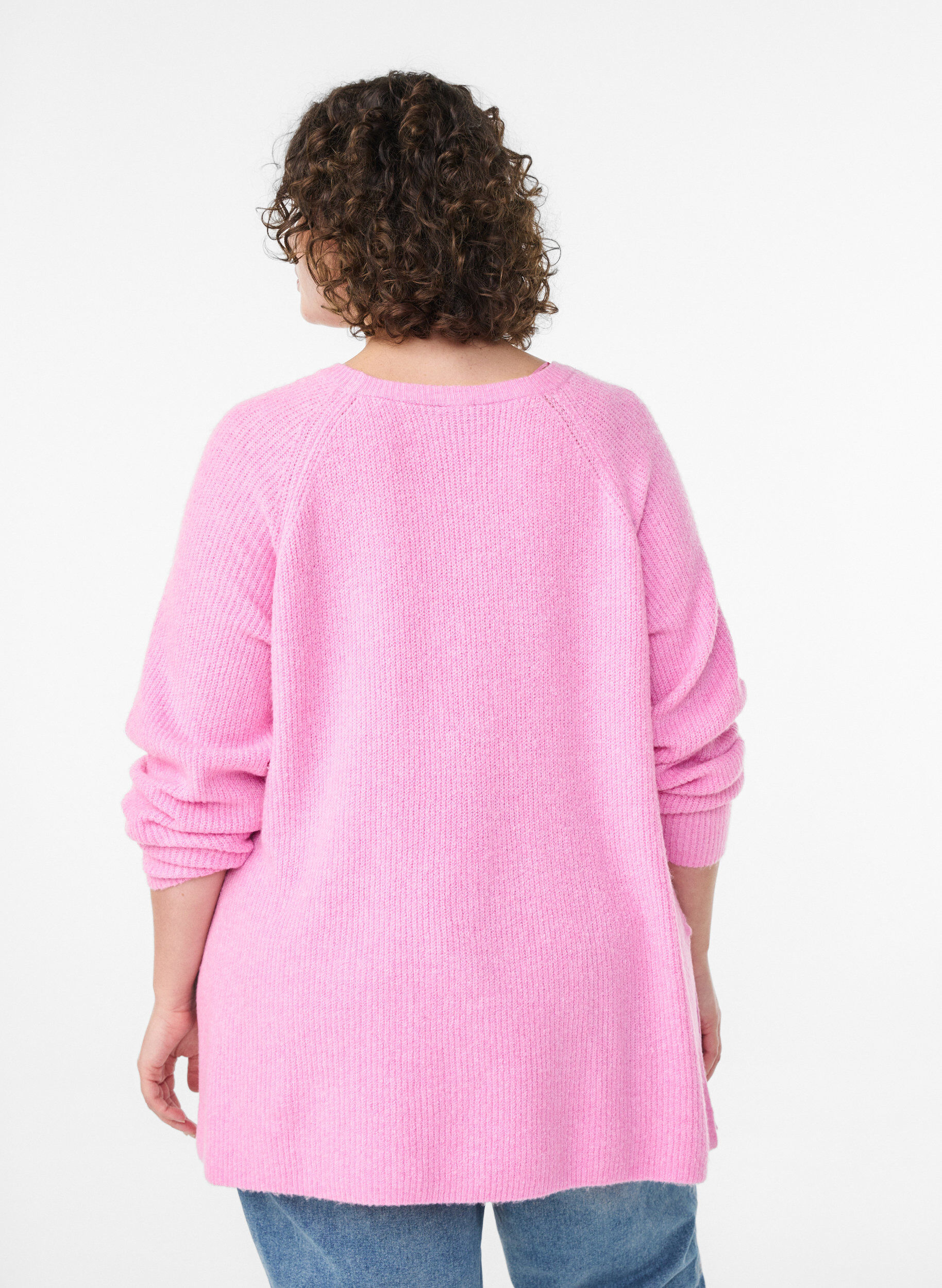 ZizziStrickpullover mit Diagonalmuster und Raglan&auml;rmeln, Pink, Model image number 2
