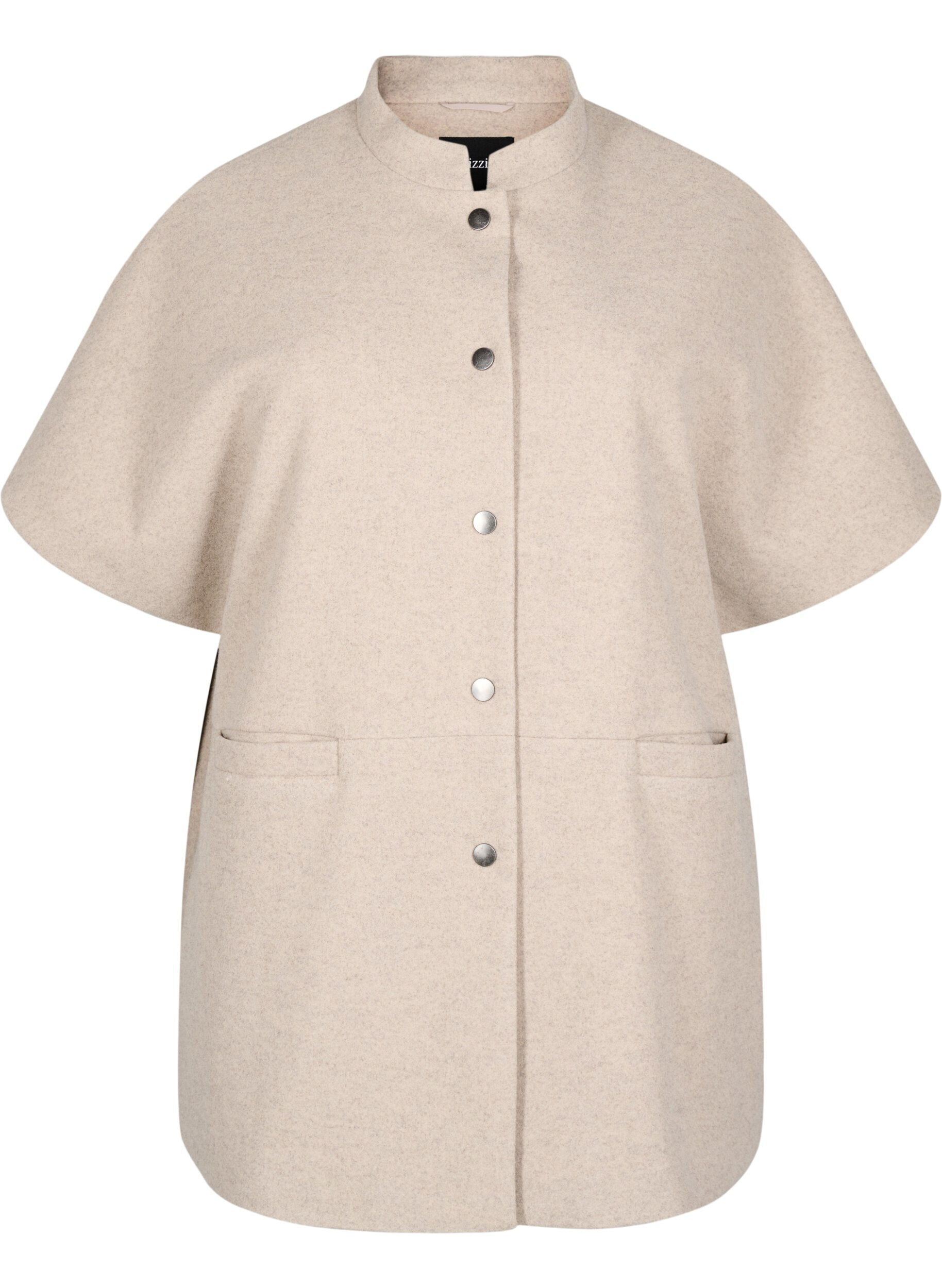 ZizziCape-Jacke in Wolloptik mit kurzen &Auml;rmeln, Simply Taupe Mel., Packshot image number 0