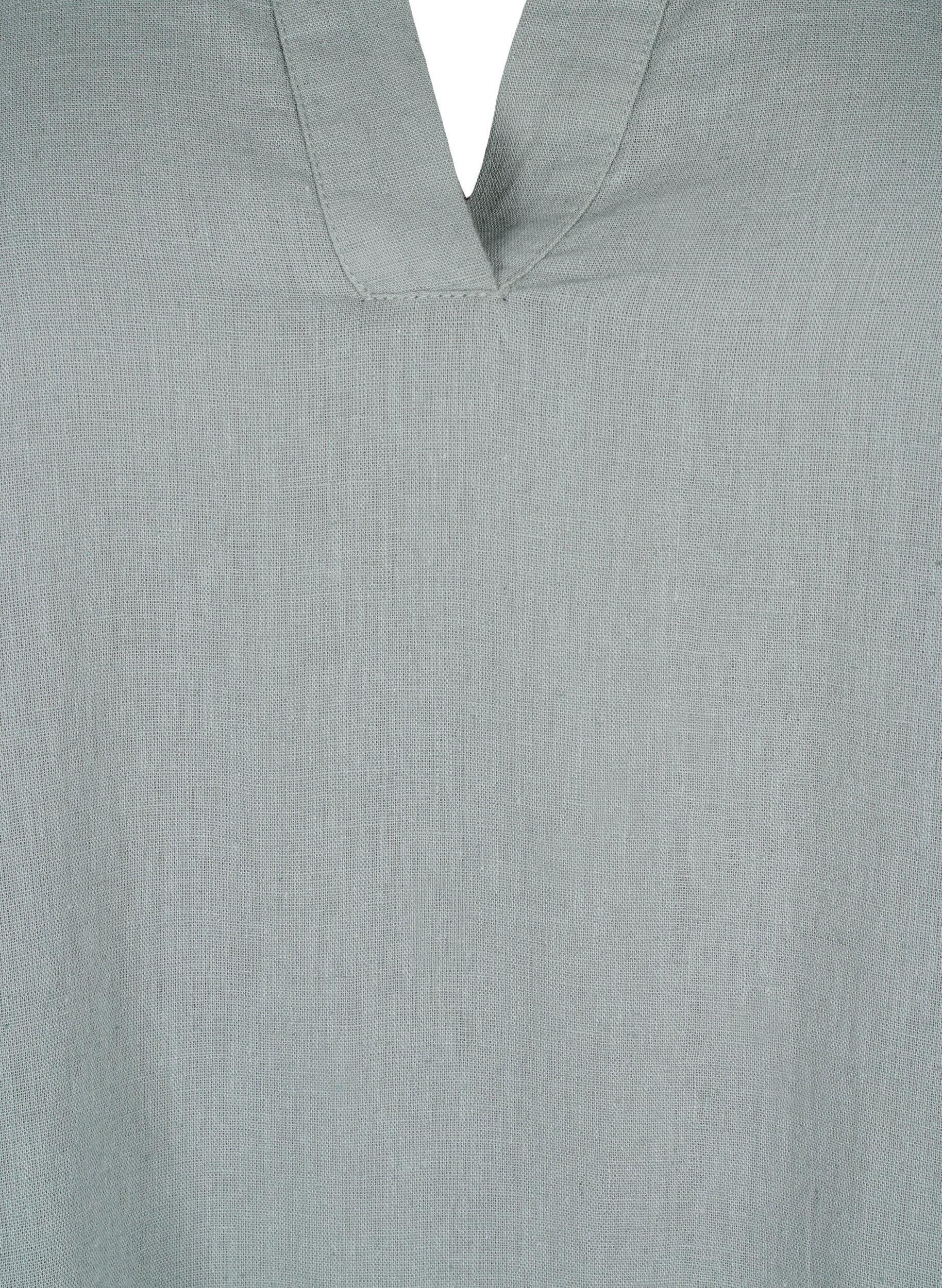 ZizziKleid mit V-Ausschnitt aus Baumwolle und Leinen, Chinois Green, Packshot image number 2