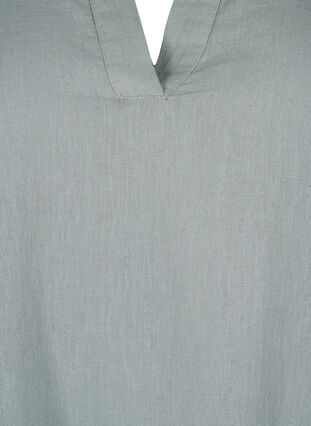 Kleid mit V-Ausschnitt aus Baumwolle und Leinen, Chinois Green, Packshot image number 2
