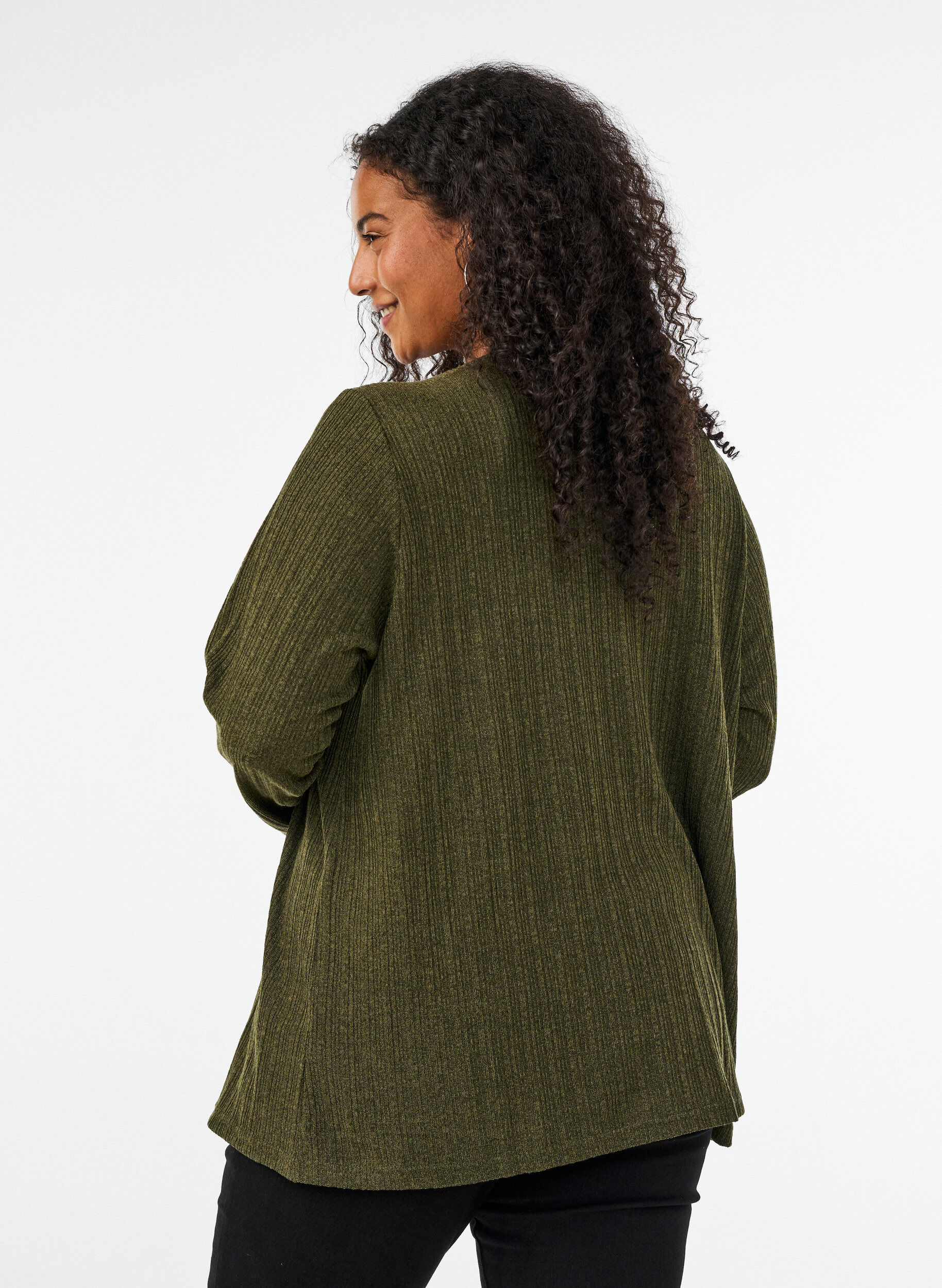 ZizziOffener Cardigan aus strukturiertem Jersey, Blau, Model image number 2