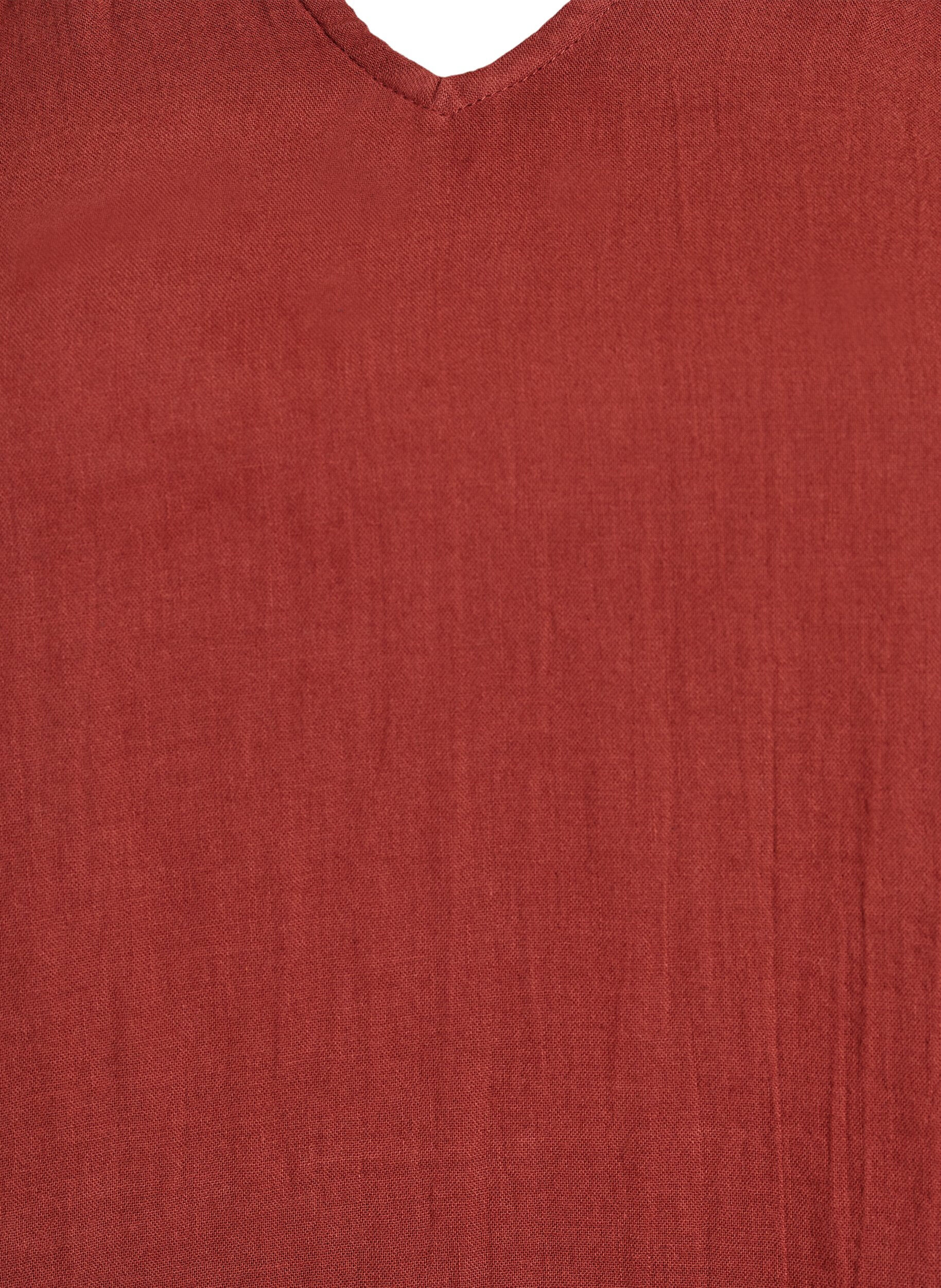 Zizzi&Auml;rmelloses Oberteil aus Baumwollmusselin mit R&uuml;schen, Rot, Packshot image number 2