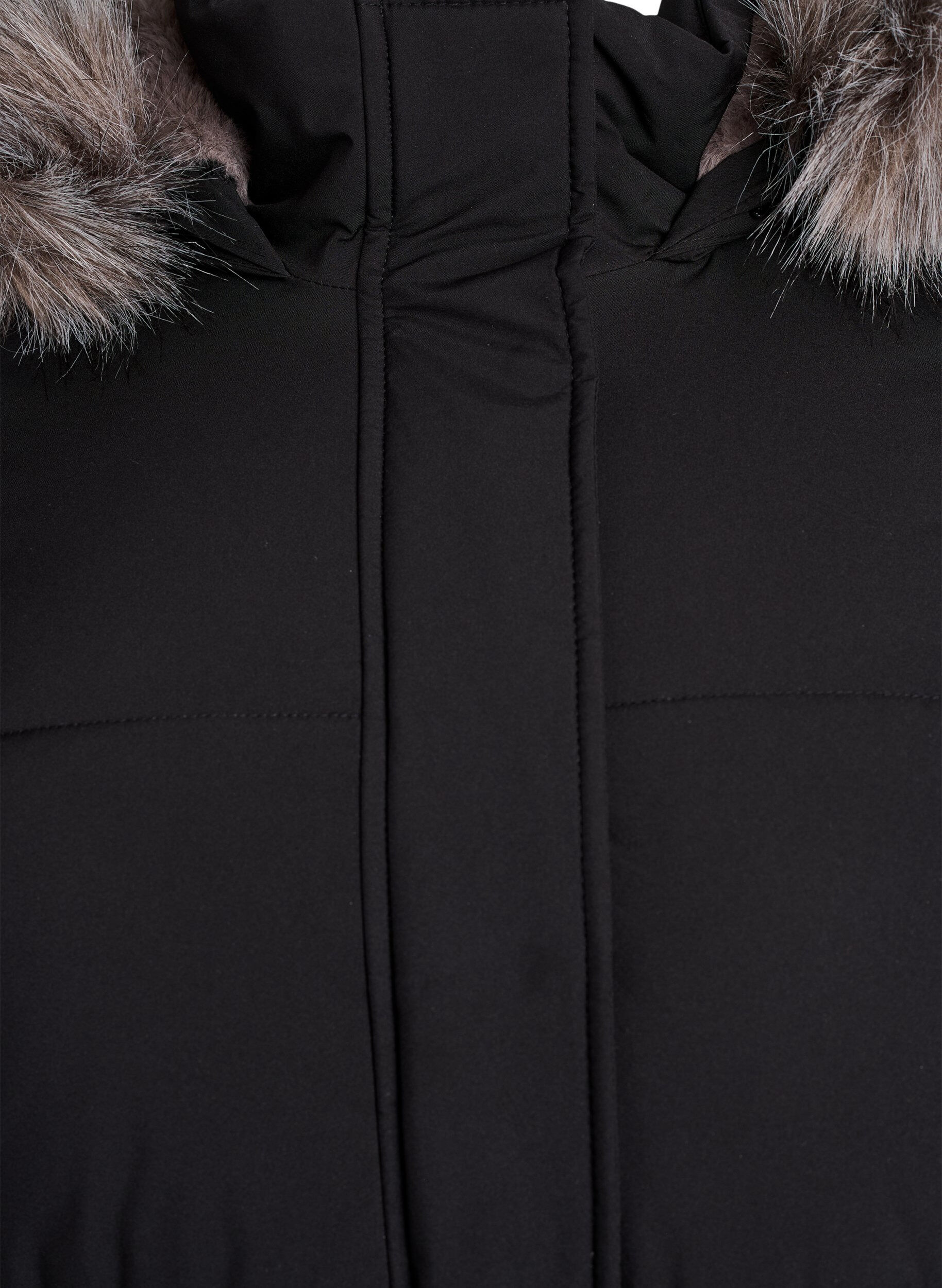 ZizziWasserabweisender Parka mit Kunstpelzkragen, Schwarz, Packshot image number 2