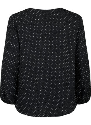 Langärmelige Bluse mit Rüschen, Black Dot, Packshot image number 1