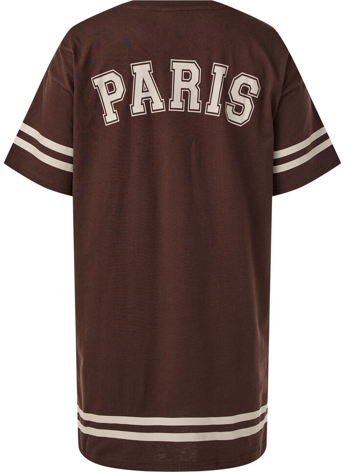 Short t-shirt dress with sporty details, Brown, Packshot image number 1