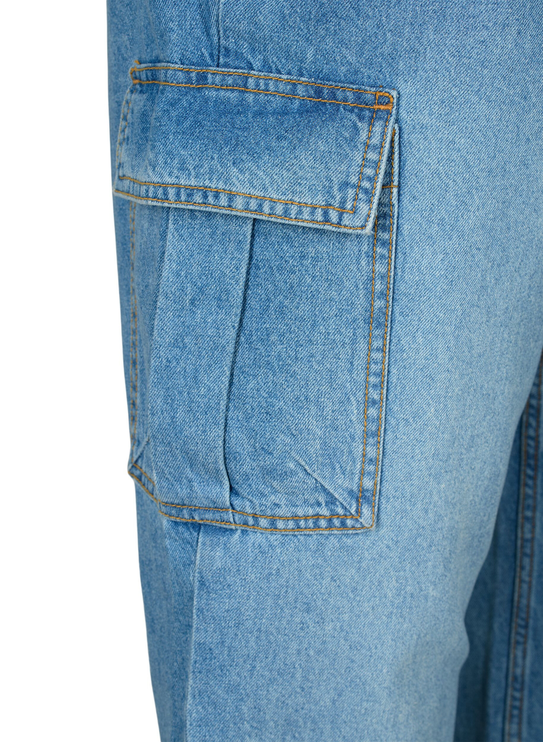 ZizziLocker sitzende Jeans mit Cargo-Taschen, Light blue, Packshot image number 3