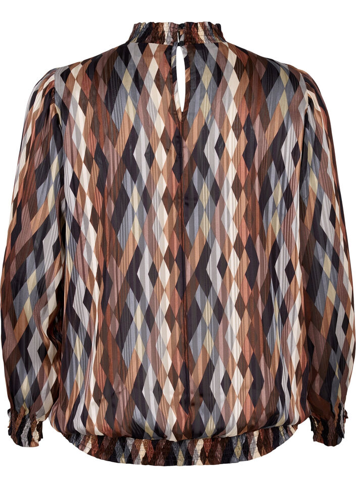 Bedruckte Bluse mit Smock, Earthy Zig Zag, Packshot image number 1