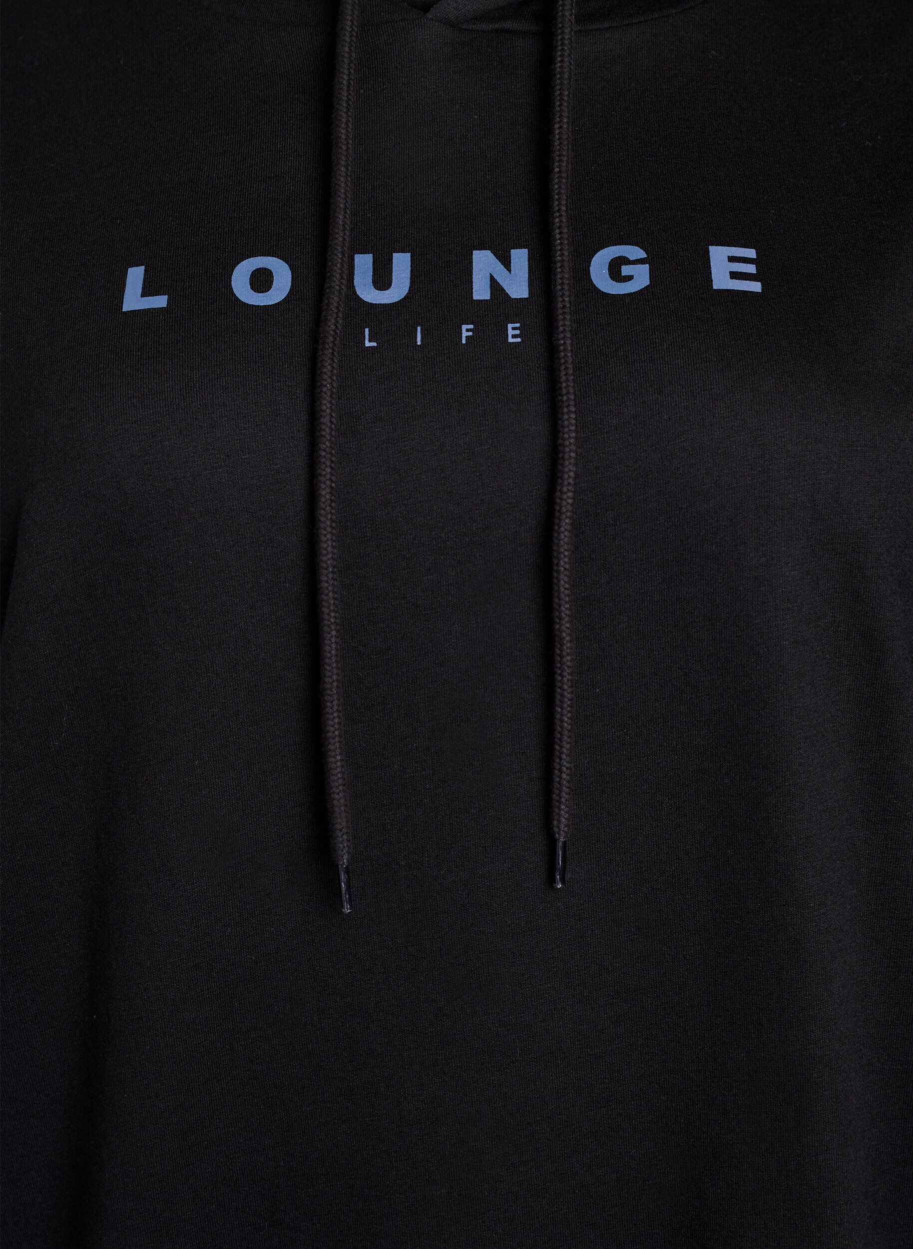 ZizziSweatshirt mit Kapuze und Aufdruck, Schwarz, Packshot image number 2