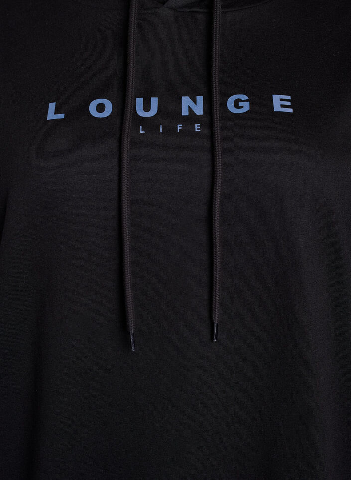 Sweatshirt mit Kapuze und Aufdruck, Schwarz, Packshot image number 2
