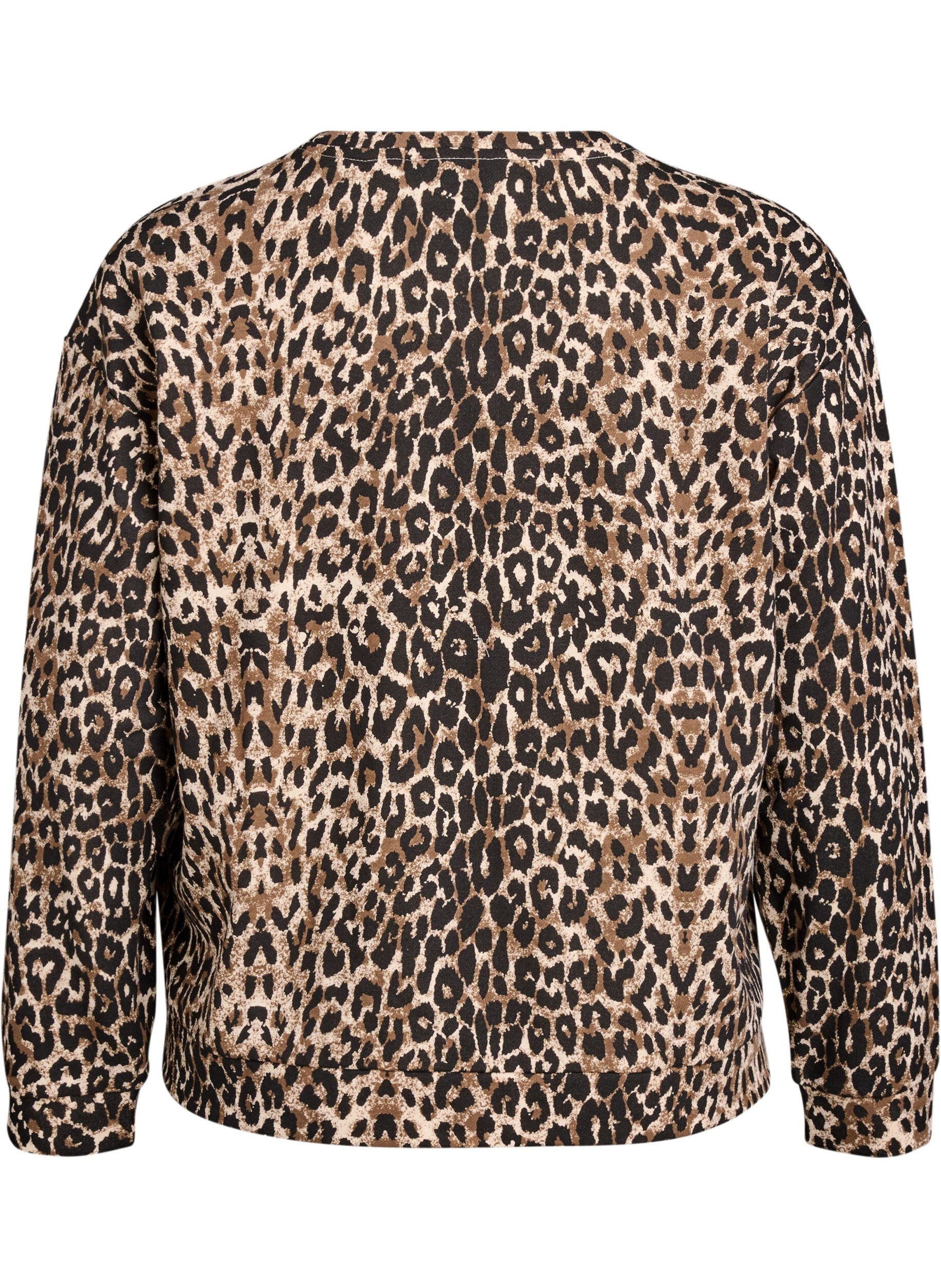 ZizziSweatshirt mit Leopardenmuster und Statement-Print, Braun, Packshot image number 1
