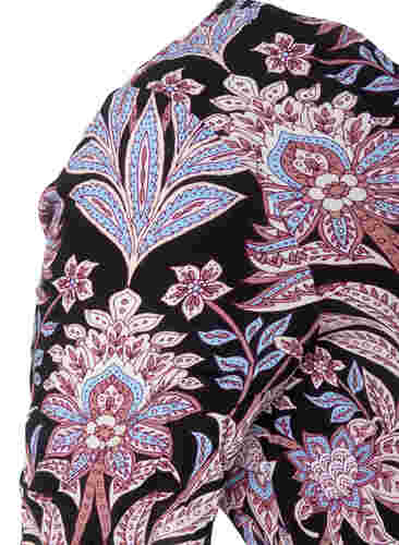 Bedrucktes Viskosekleid mit Smok, Black Graphic Flower, Packshot image number 2