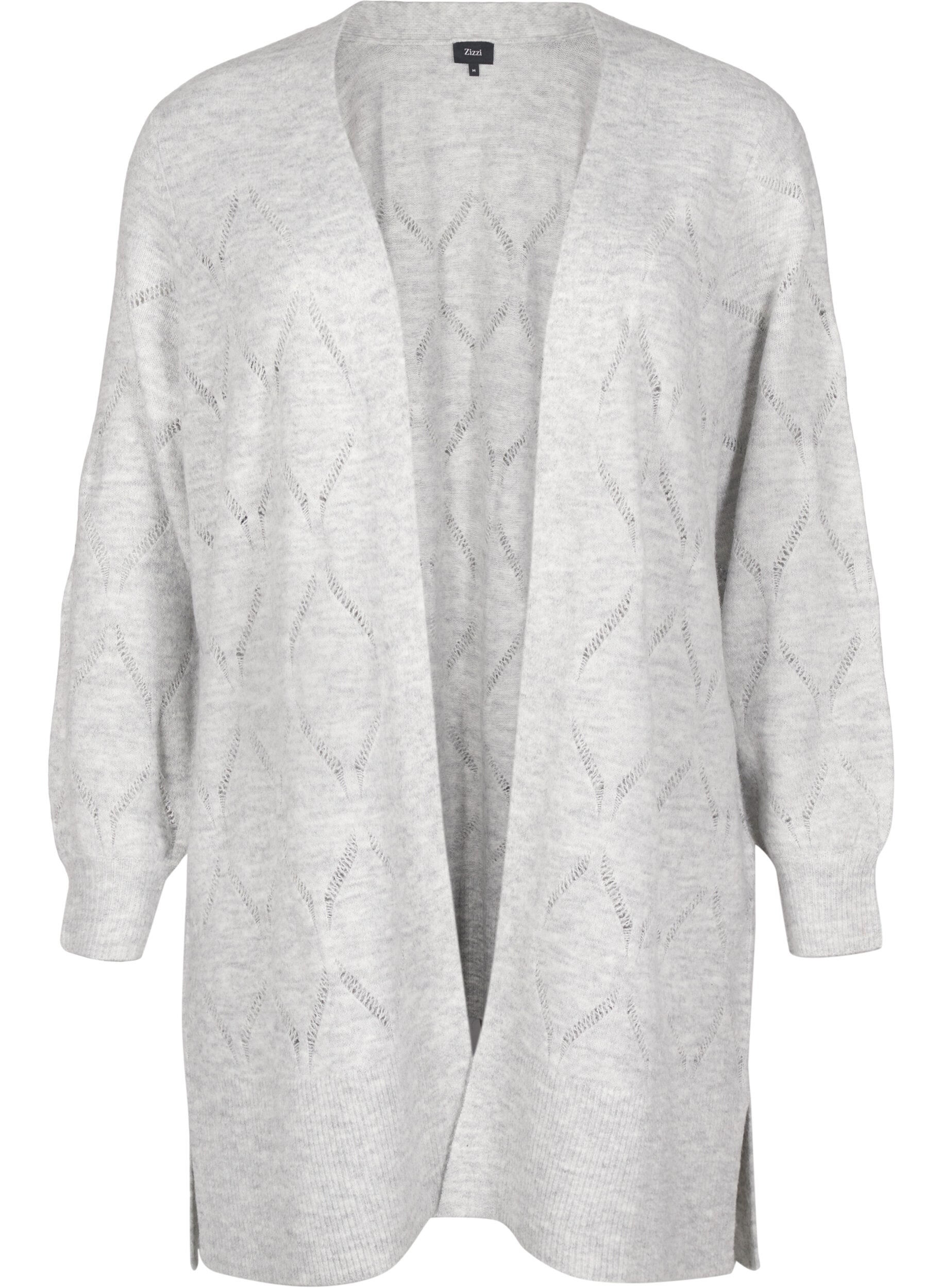ZizziLangarm-Strickjacke, Light Grey Melange, Packshot image number 0