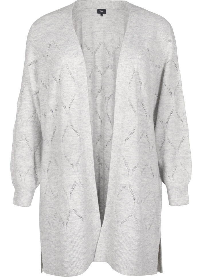 Langarm-Strickjacke, Light Grey Melange, Packshot image number 0