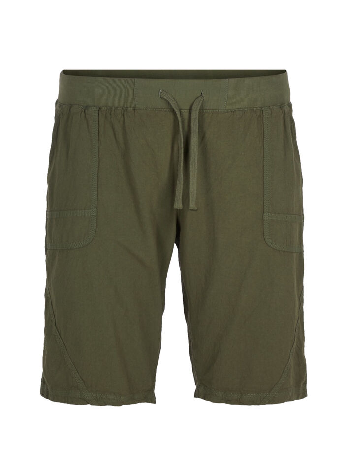 Lockere Shorts aus Baumwolle mit Taschen, Gr&uuml;n, Packshot image number 0