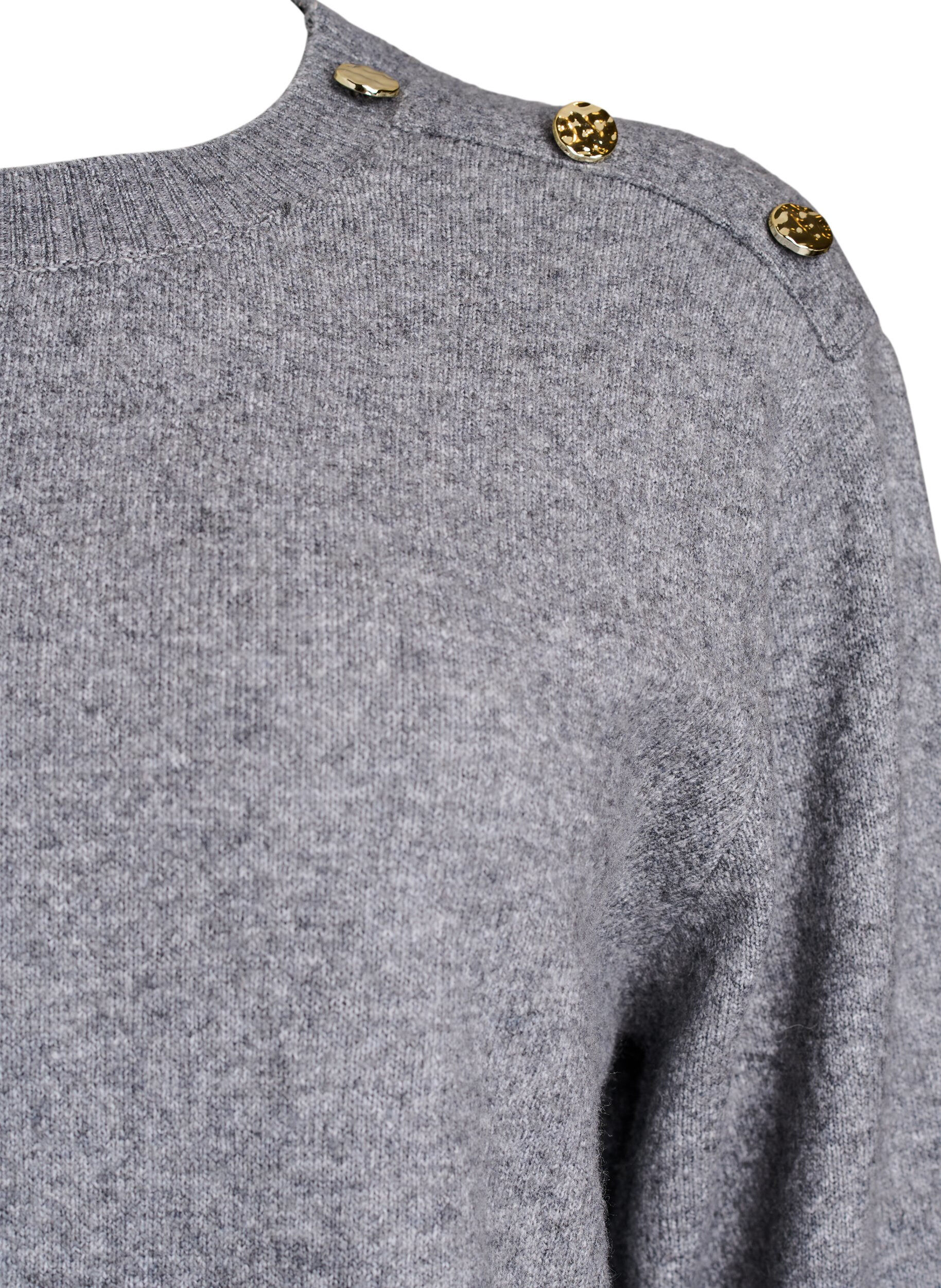 ZizziStrickbluse mit Knopfleiste, Grau, Packshot image number 2