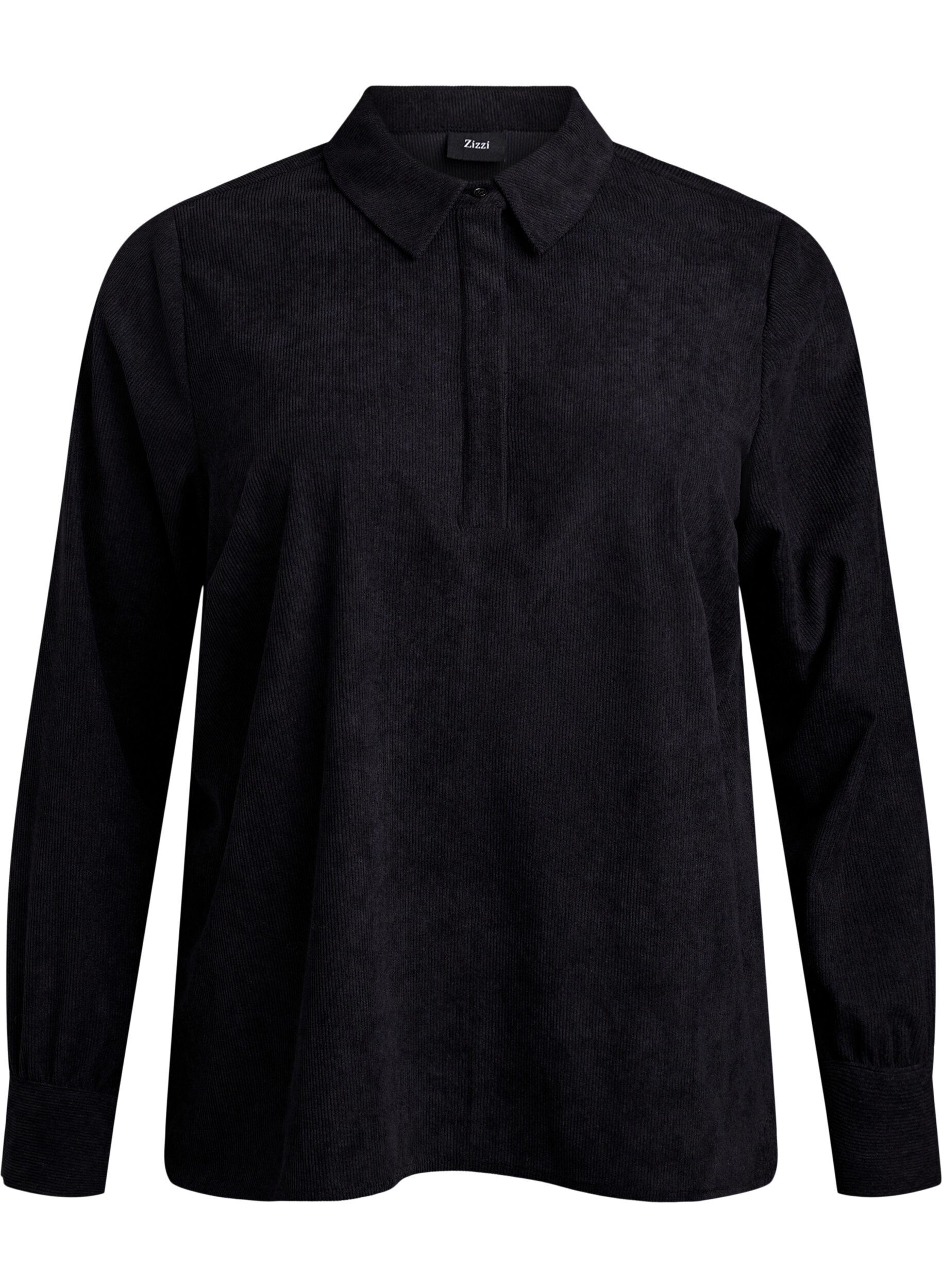 ZizziLang&auml;rmlige Bluse aus Cord, Schwarz, Packshot image number 0