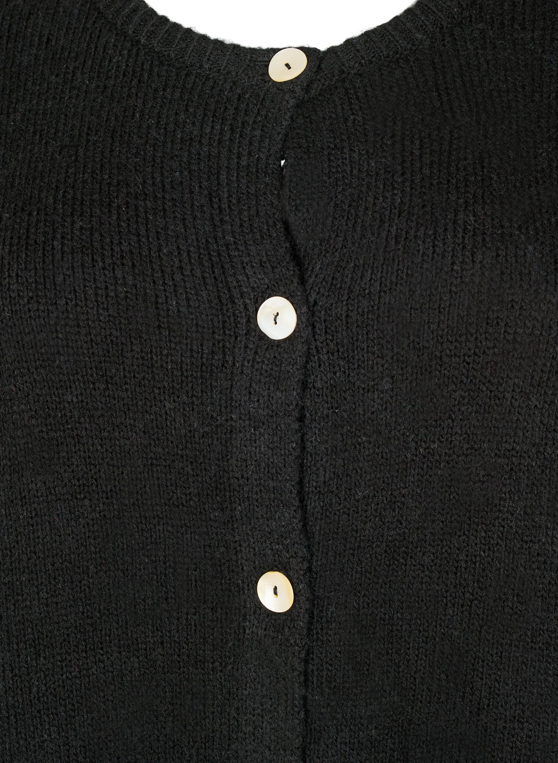 ZizziStrickjacke mit Wolle und Kn&ouml;pfen, Black Solid, Packshot image number 2