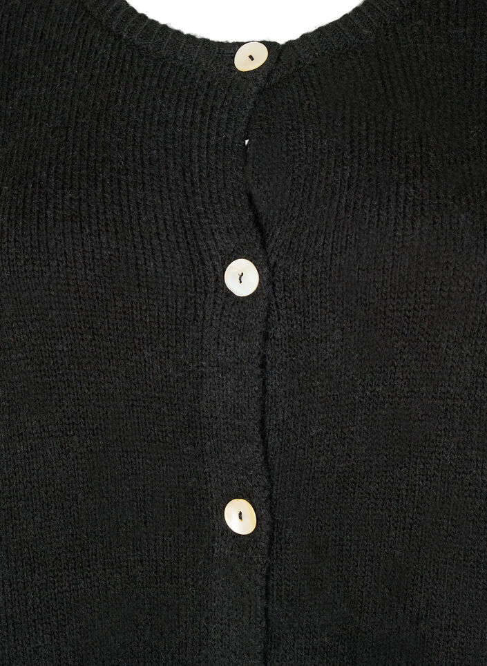Strickjacke mit Wolle und Knöpfen, Black Solid, Packshot image number 2