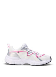 Weite M Sneakers mit kontrastierender Schnürung, White w. Pink, Packshot